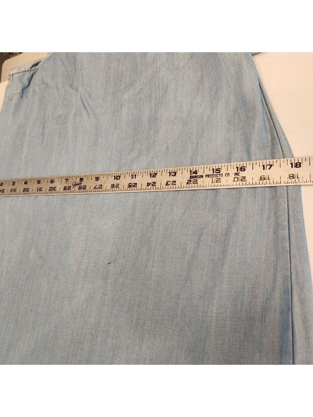Women's Chelsea28 Blue Off Shoulder Ruffle Dress Size XS denim chambray layered - Picture 14 of 15